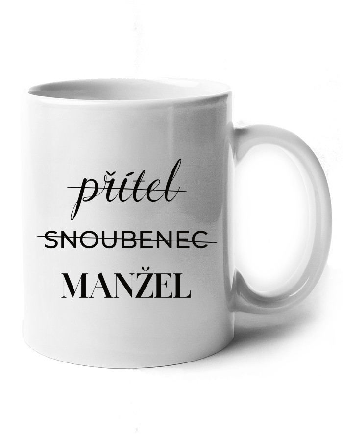 Keramický hrnek Přítel - Snoubenec - Manžel