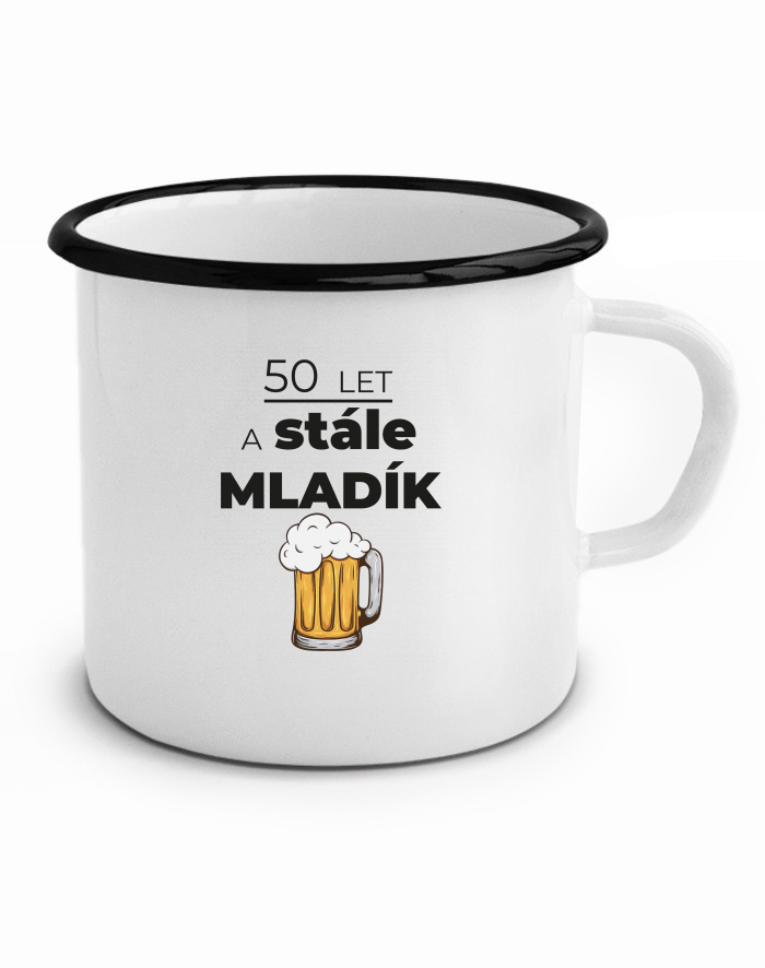 Plechový hrneček 50 let a stále mladík