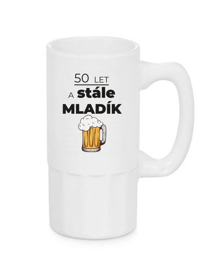 Úzký pivní půllitr 50 let a stále mladík