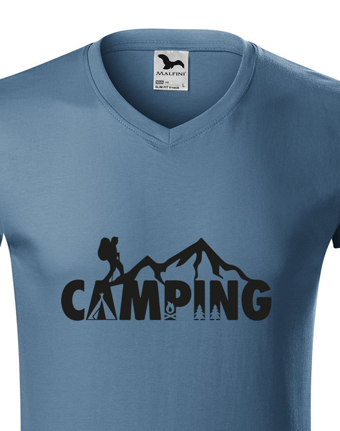 Pánské tričko s výstřihem do V - Camping
