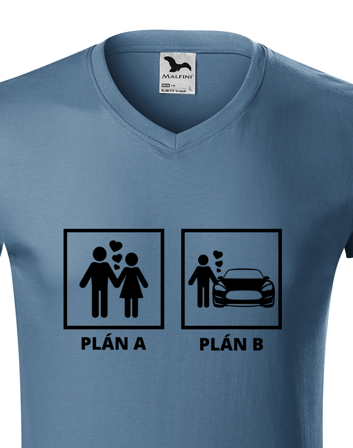 Plán A a plán B – pánské tričko s výstřihem do V