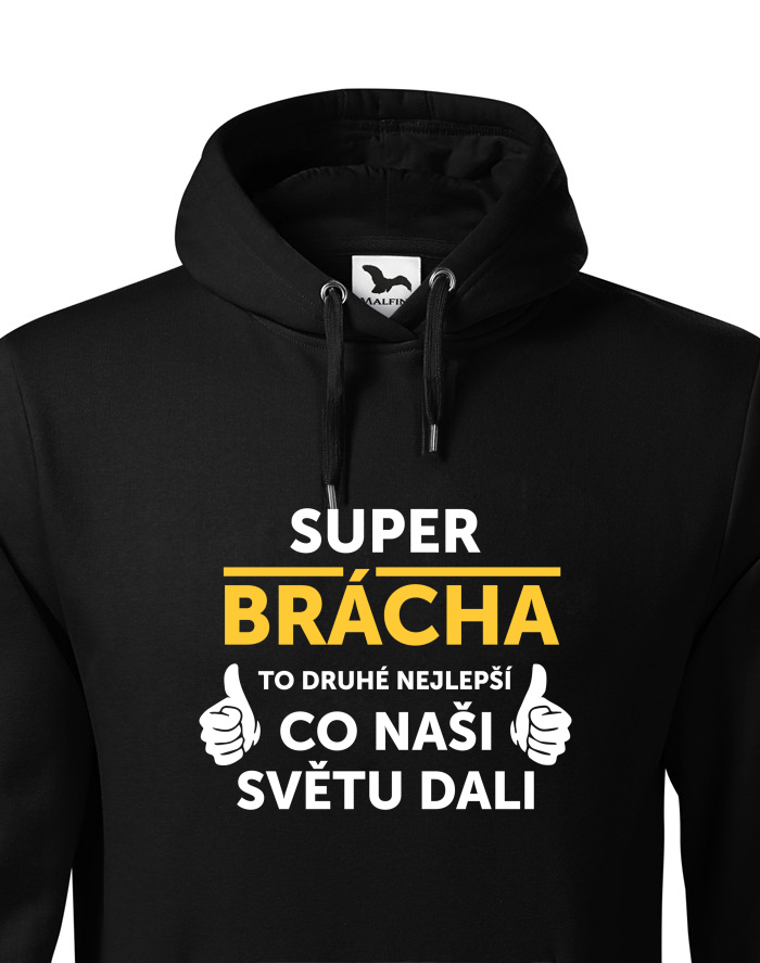 Super brácha – pánská mikina s kapucí