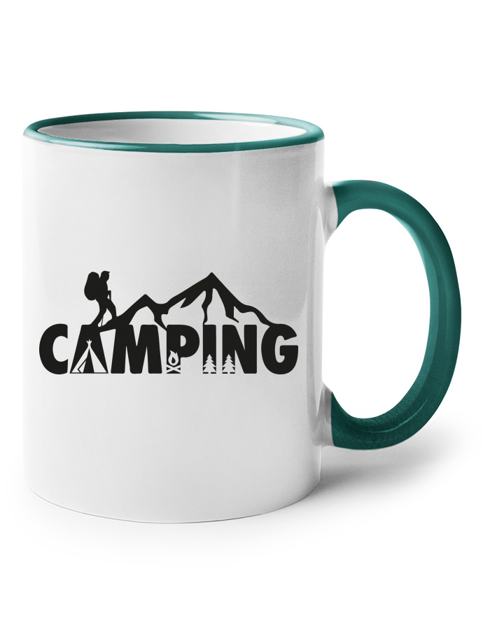 Keramický hrnek Camping s barevným uchem