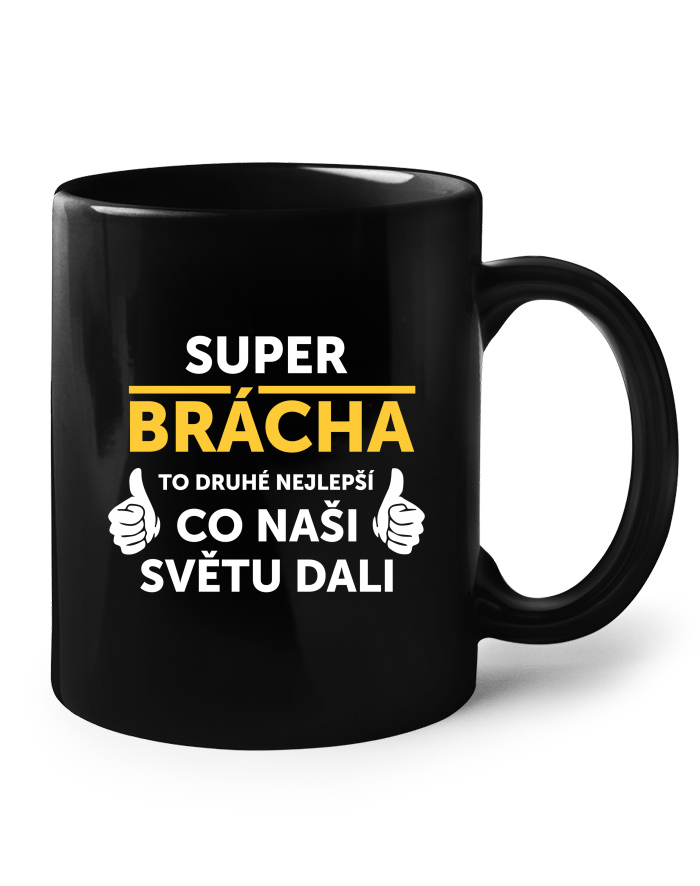 Super brácha – keramický hrnek černý