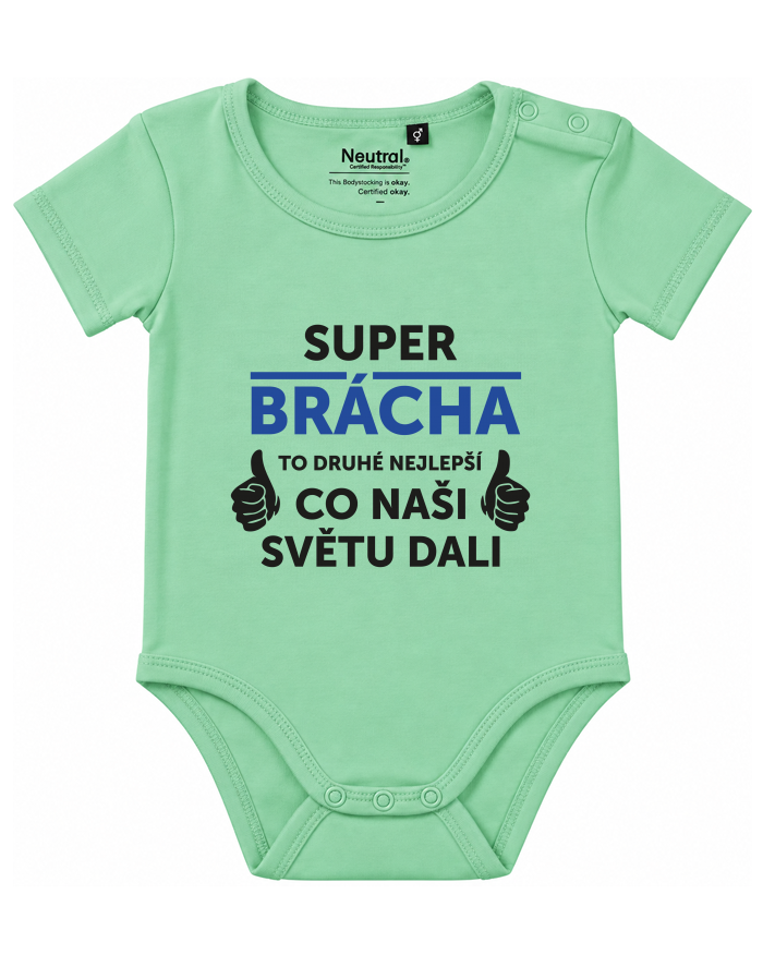 Super brácha - dětské body s krátkým rukávem z bio bavlny