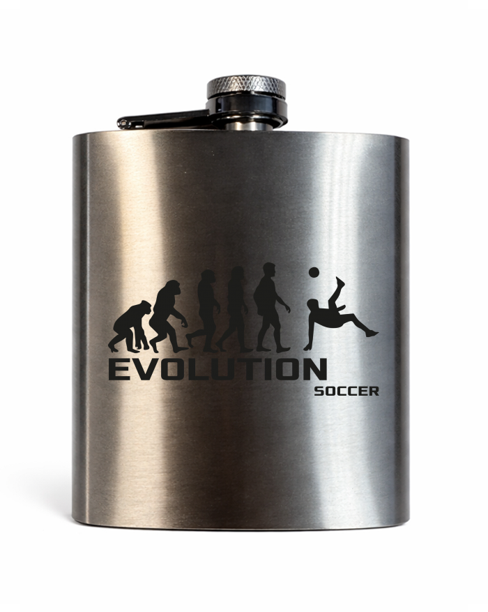 Sada kovové placatky s kalíšky a nálevkou 200 ml - Evoluce fotbalu