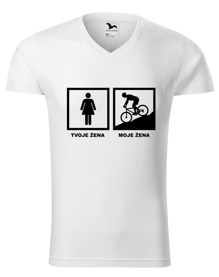 Cyklo žena – pánské tričko s výstřihem do V