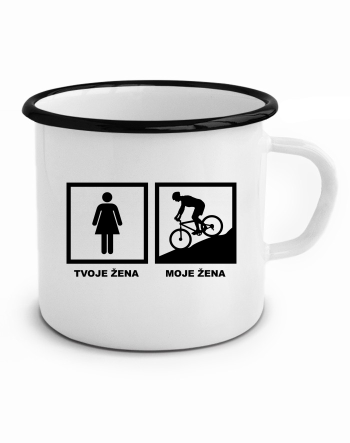 Plechový hrneček Cyklo žena
