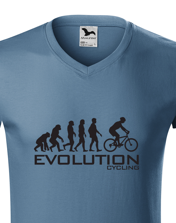 Pánské tričko s výstřihem do V - Evoluce cyklistiky