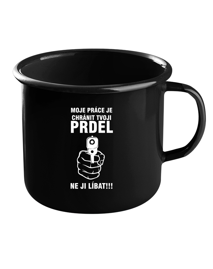 Plechový hrneček černý – Chráním tvoji prdel