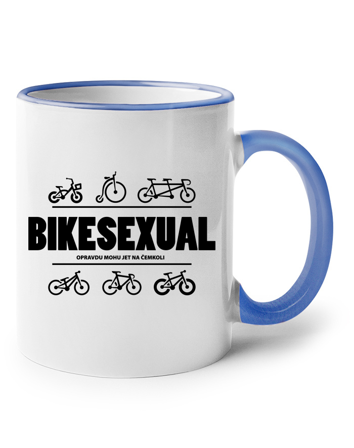 Keramický hrnek Bikesexuál s barevným uchem
