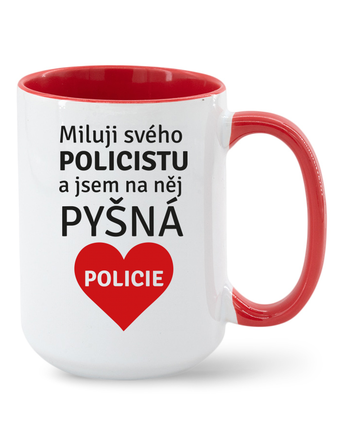Keramický hrnek MAX - barevný vnitřek a ucho Miluji svého policistu