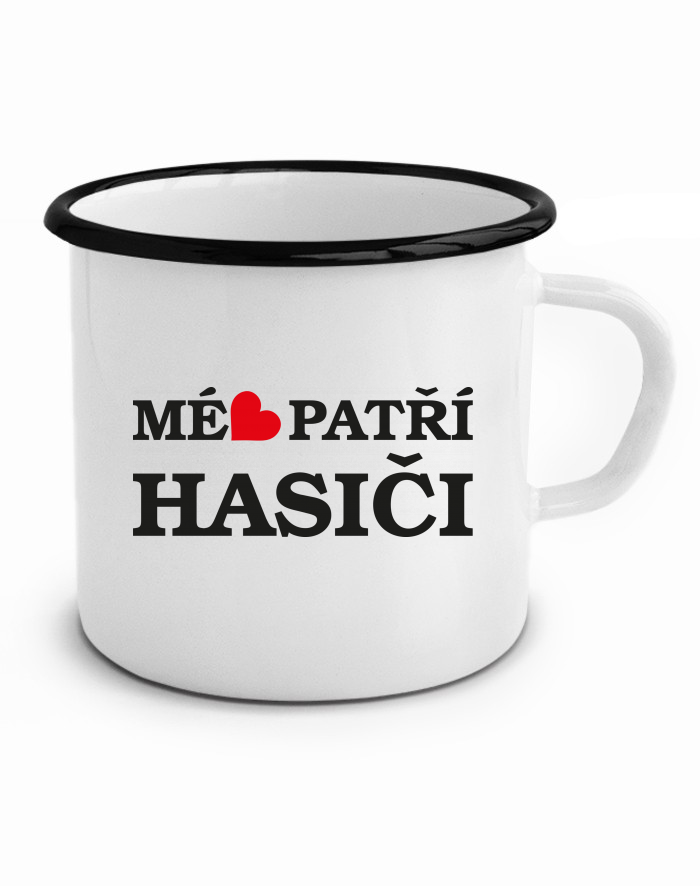 Plechový hrneček Mé srdce patří hasiči