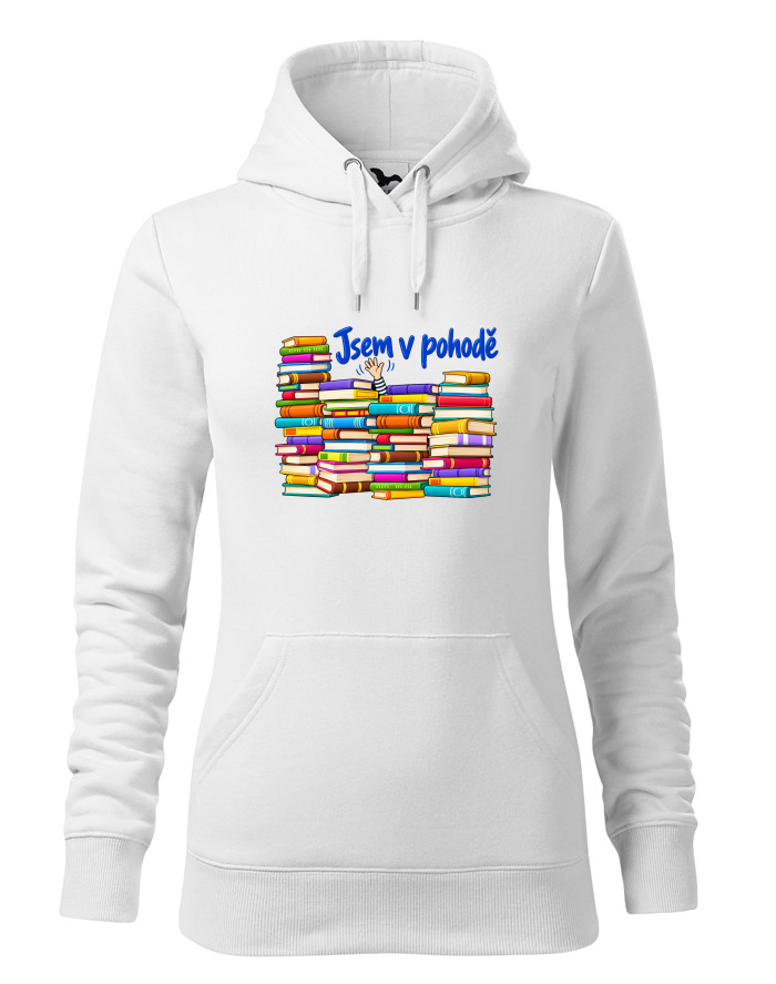 Dámská mikina s kapucí Knížky - Jsem v pohodě