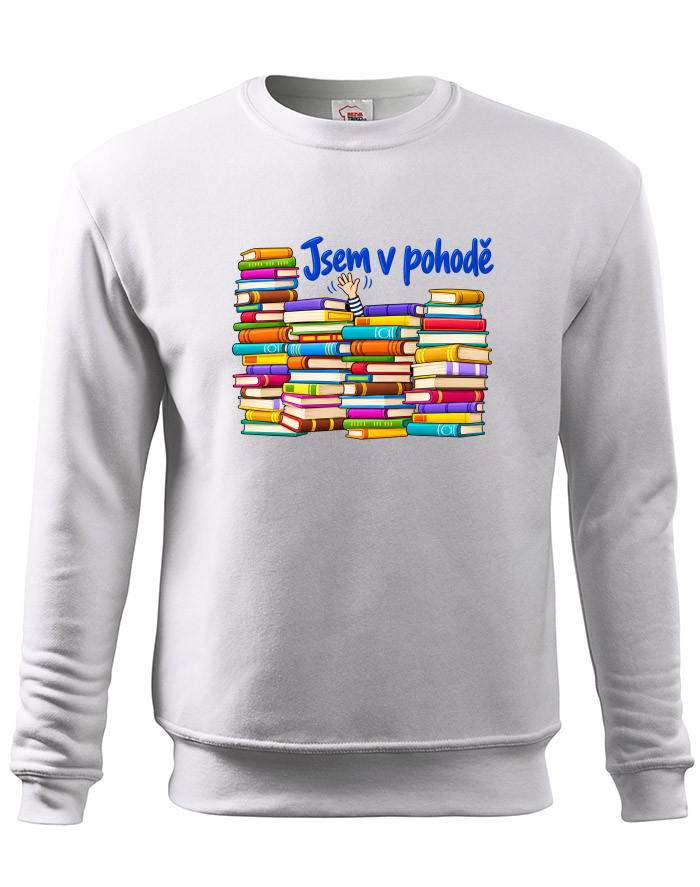 Pánská mikina bez kapuce Knížky - Jsem v pohodě