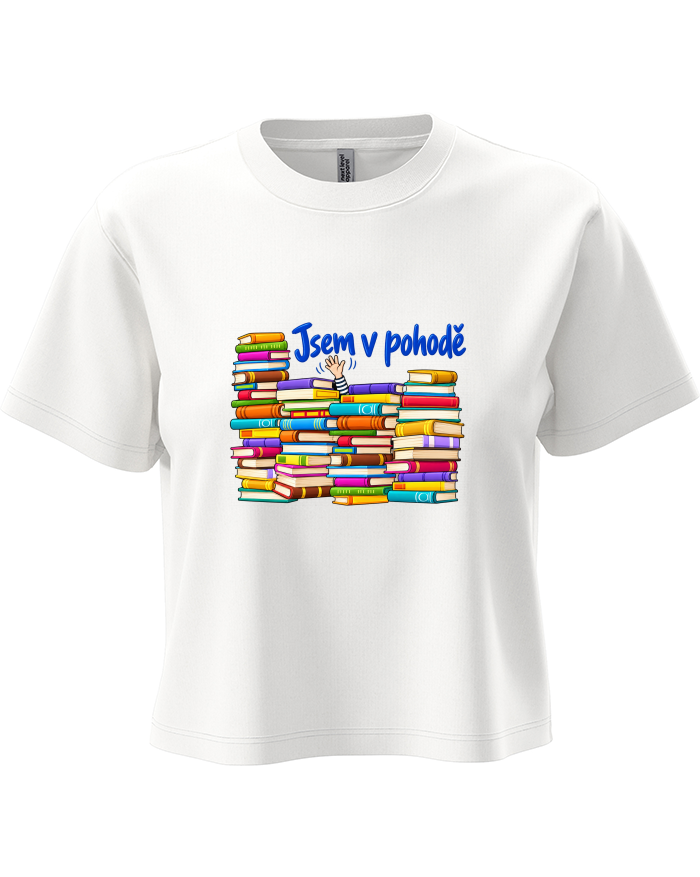 Dámský crop top Knížky – Jsem v pohodě