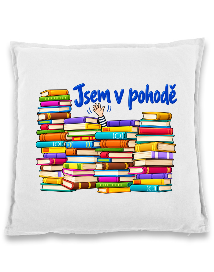 Bavlněný polštář Knížky - Jsem v pohodě
