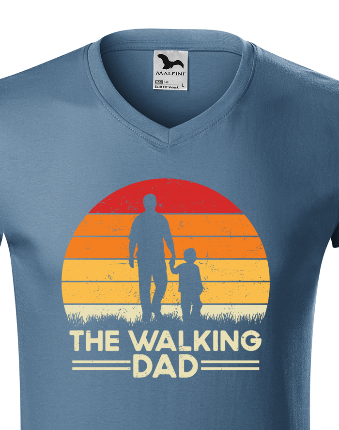 Pánské tričko s výstřihem do V pro tatínky The Walking Dad 2