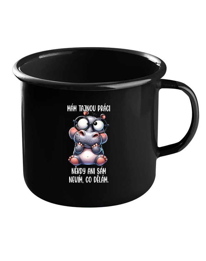 Plechový hrneček černý – Hroch: Tajná práce