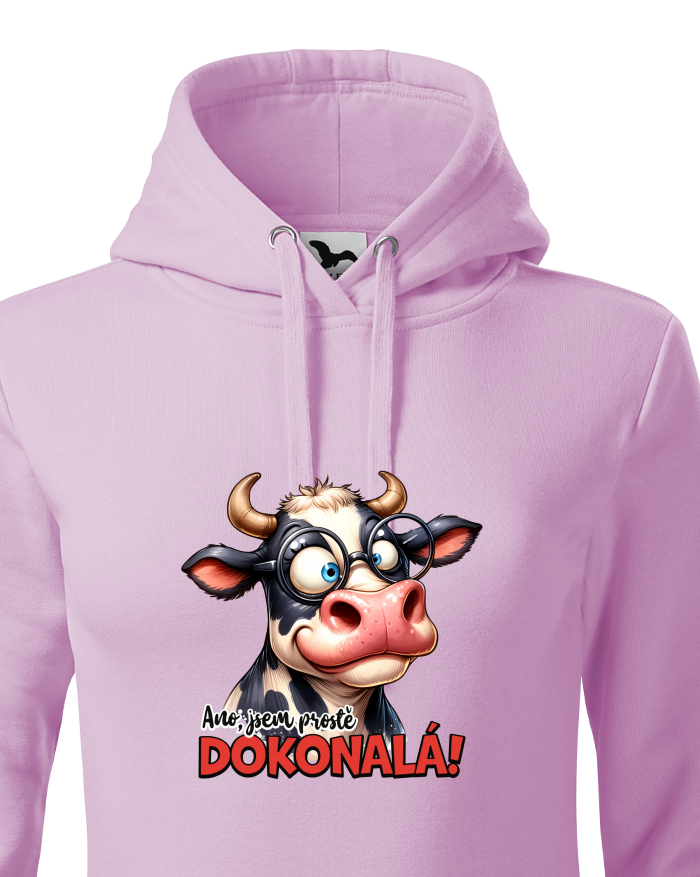 Dámská mikina s kapucí - Kráva: Jsem prostě dokonalá