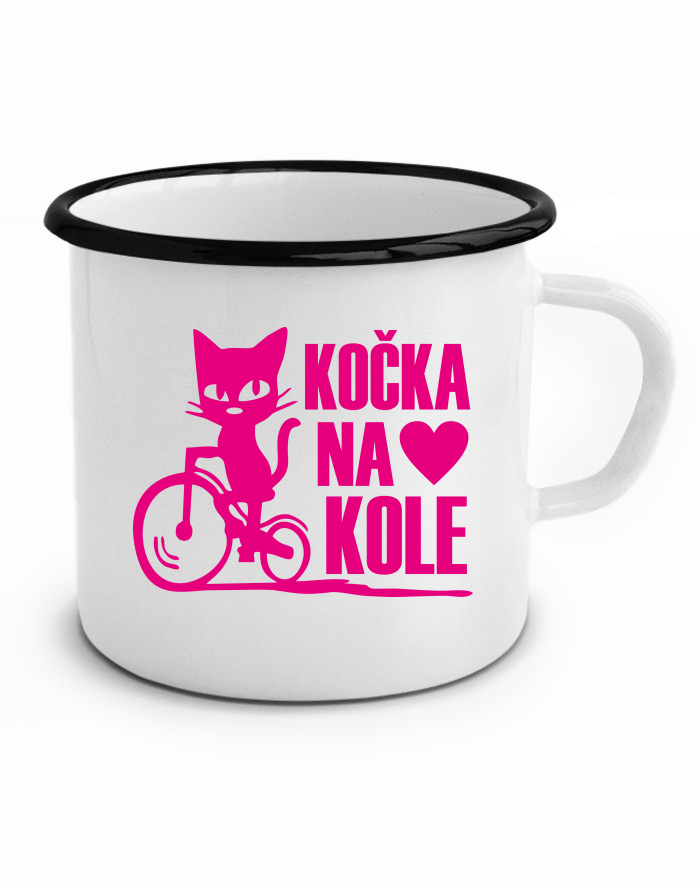 Plechový hrneček Cyklo kočka