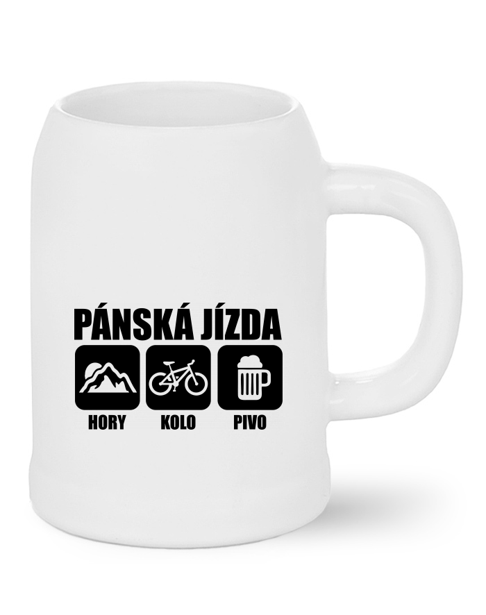 Pivní bílý půllitr Pánská jízda 2