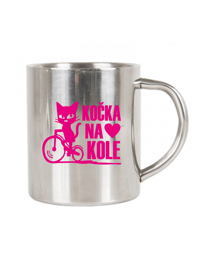 Nerezový termohrnek Cyklo kočka