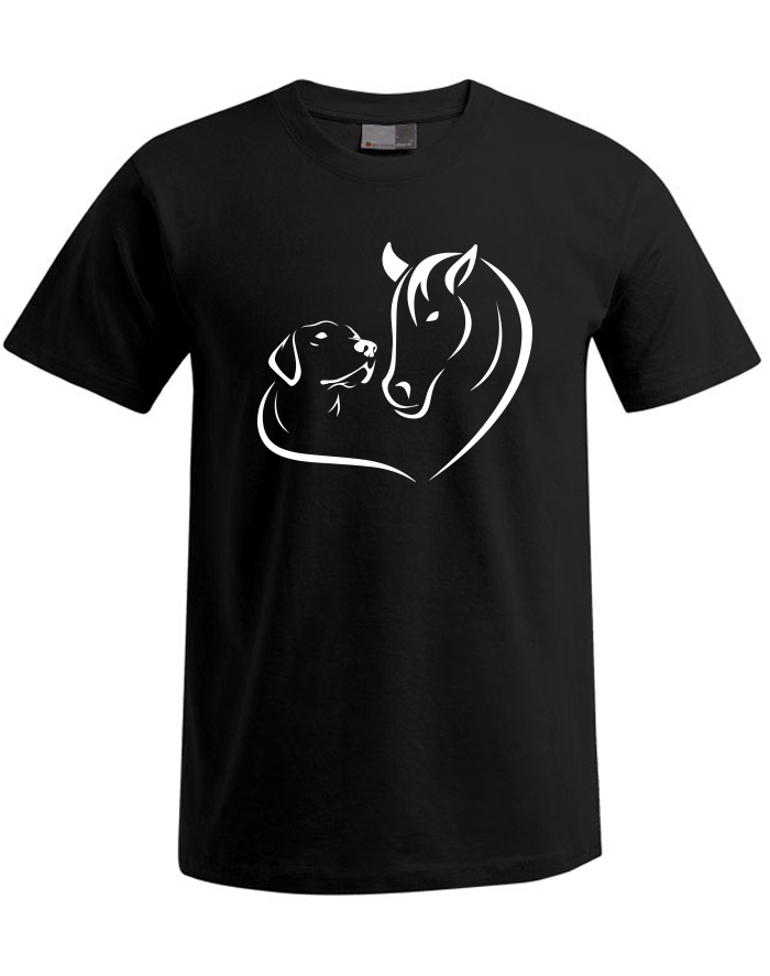 Pánské tričko Plus Size s krátkým rukávem Srdce kůň a pes