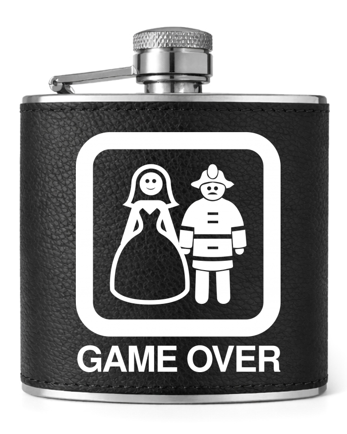 Kožená placatka 177 ml - Hasičská svatba Game over