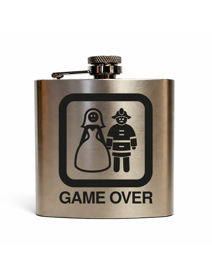 Nerezová placatka 180 ml – Hasičská svatba Game over