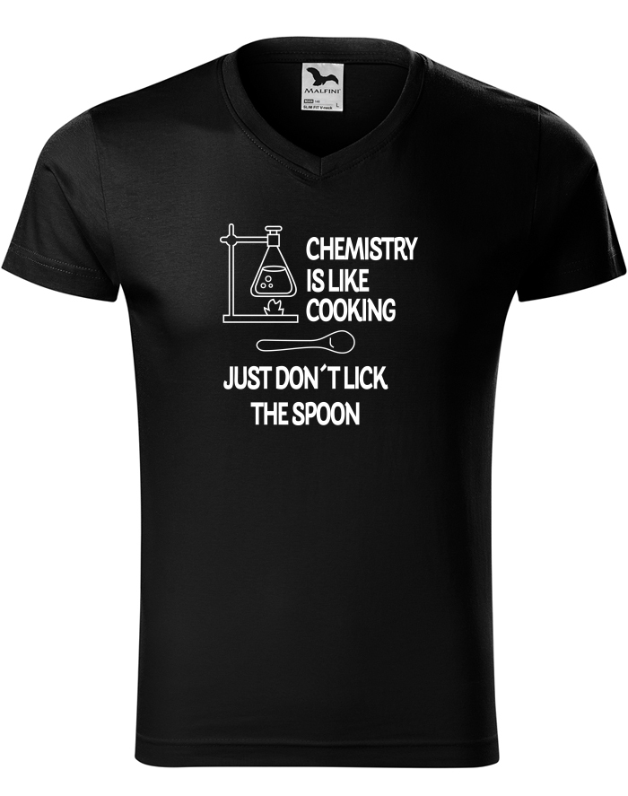 Pánské tričko s výstřihem do V – Chemistry is like Cooking
