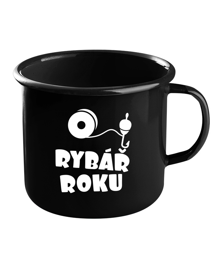 Plechový hrneček černý Rybář roku