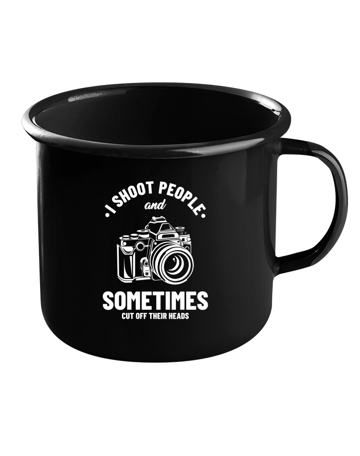 Plechový hrneček I Shoot People – dárek pro fotografy
