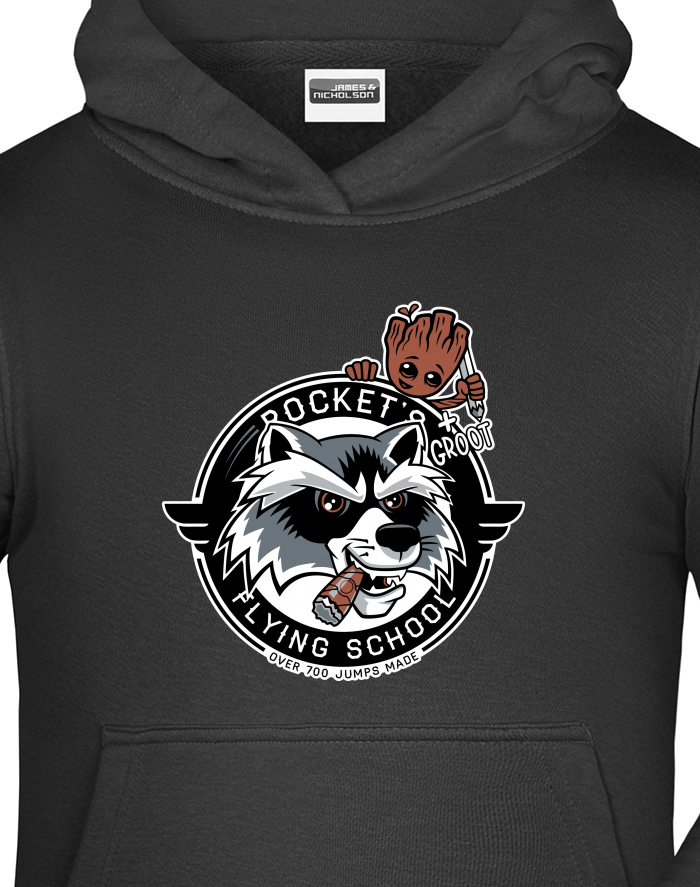 Dětská mikina s kapucí Rocket Raccoon a Groot