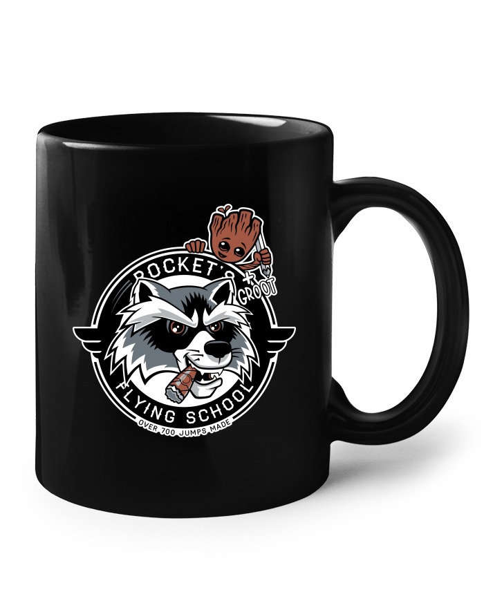 Keramický hrnek Rocket Raccoon a Groot - Flying School