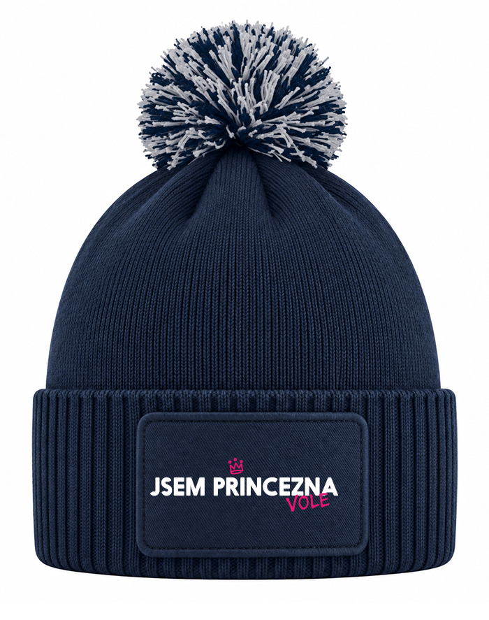 Dětská pletená čepice s bambulí - Jsem princezna vole 2
