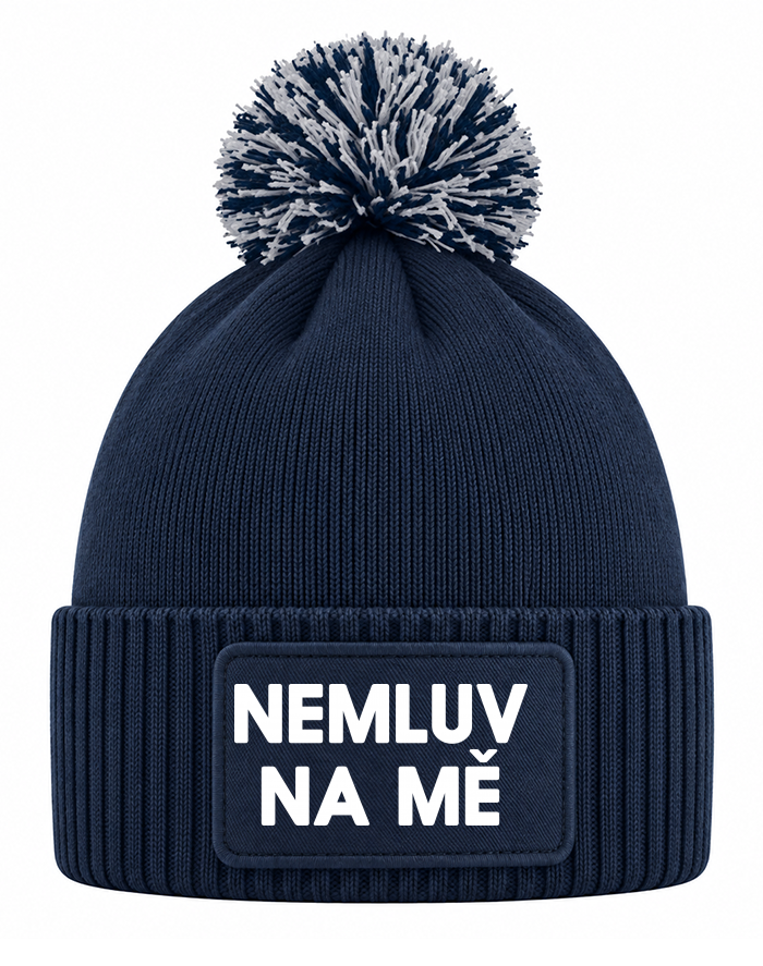 Dětská pletená čepice s bambulí – Nemluv na mě