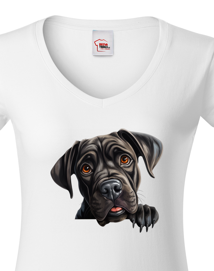 Dámské tričko s výstřihem do V - Cane Corso