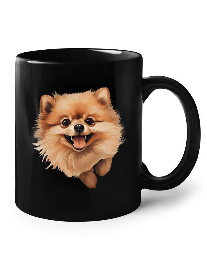 Keramický hrnek - Pomeranian špic - černý