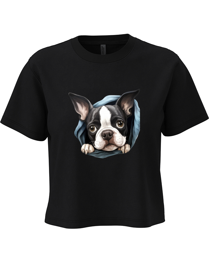 Dámský crop top s bostonským teriérem
