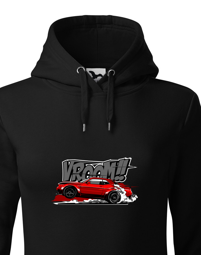 Dámská mikina s kapucí Dodge Challenger Vroom