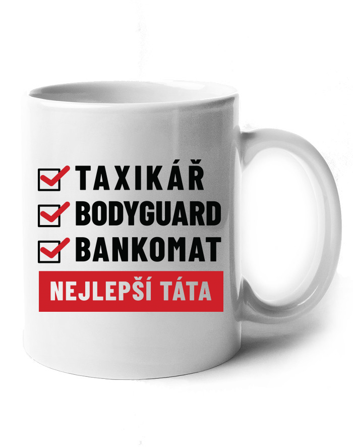 Keramický hrnek Nejlepší táta – taxikář, bodyguard, bankomat