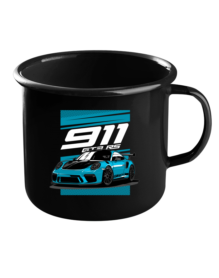 Plechový hrneček černý – Porsche 911 GT3 RS blue