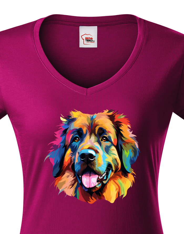 Dámské tričko s výstřihem do V – Leonberger