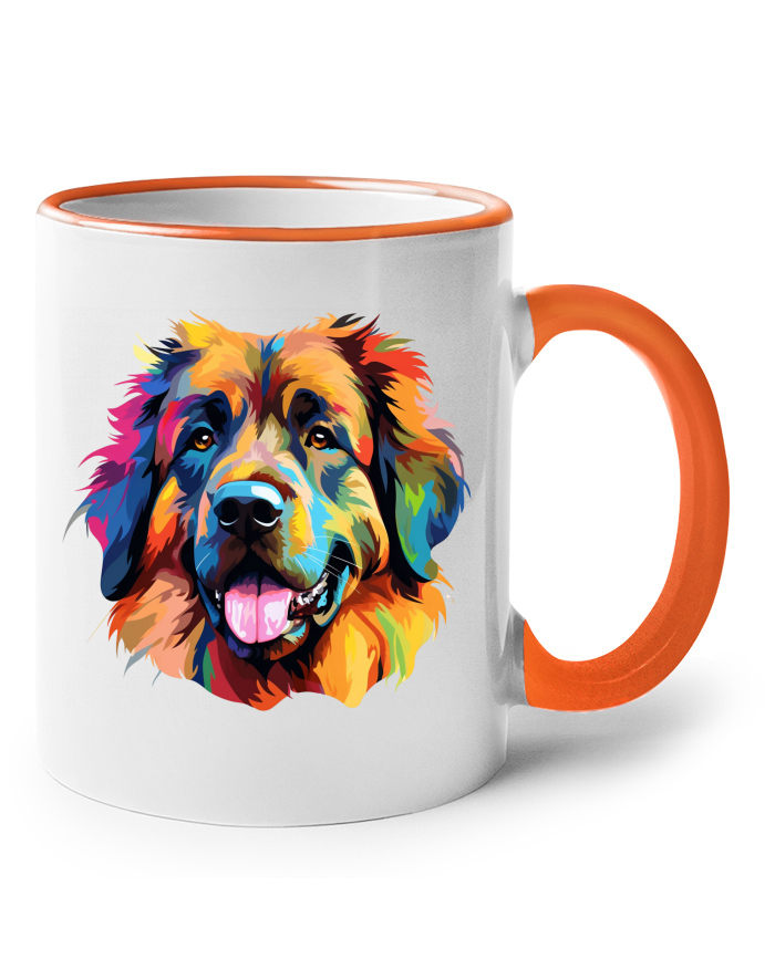 Keramický hrnek s barevným uchem – Leonberger