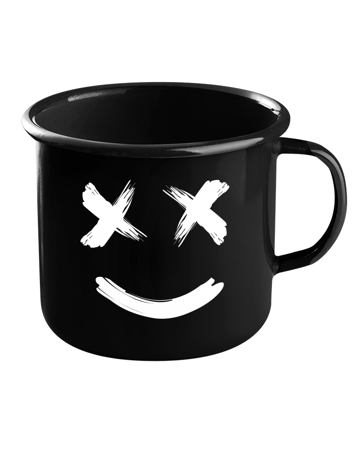 Černý plechový hrneček Smile face