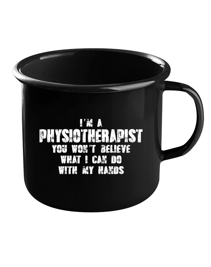 Plechový hrneček černý – I'm Physiotherapist