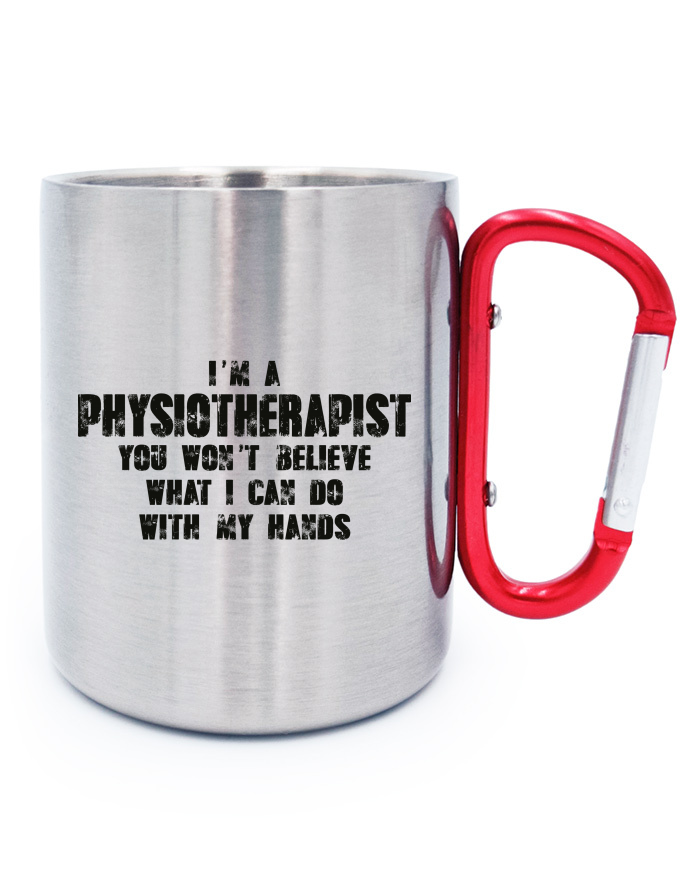 Nerezový hrnek s karabinou I'm Physiotherapist