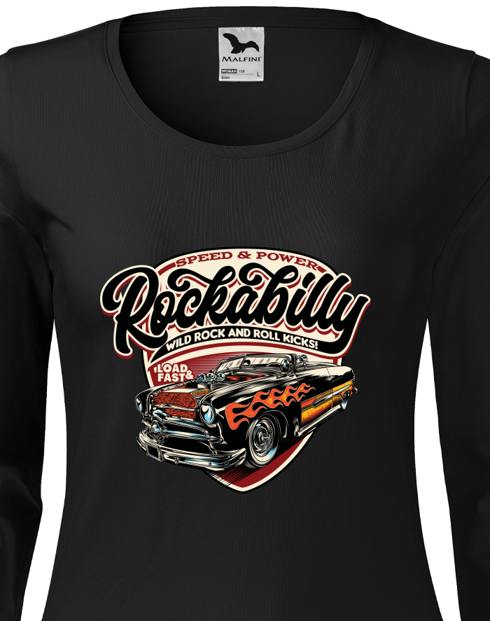 Dámské tričko s dlouhým rukávem Rockabilly – Americká klasika