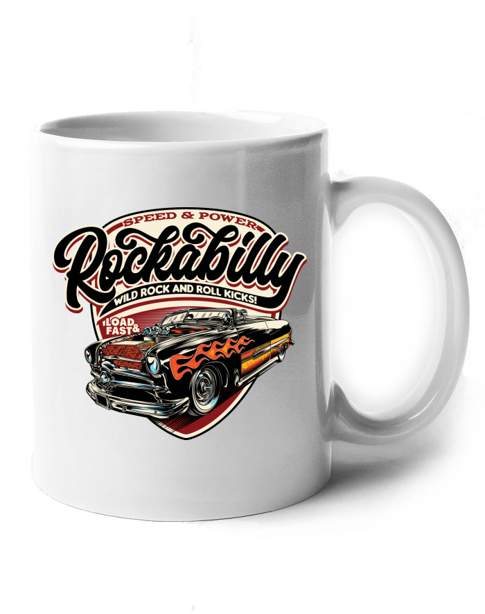 Rockabilly hrnek s americkým kabrioletem